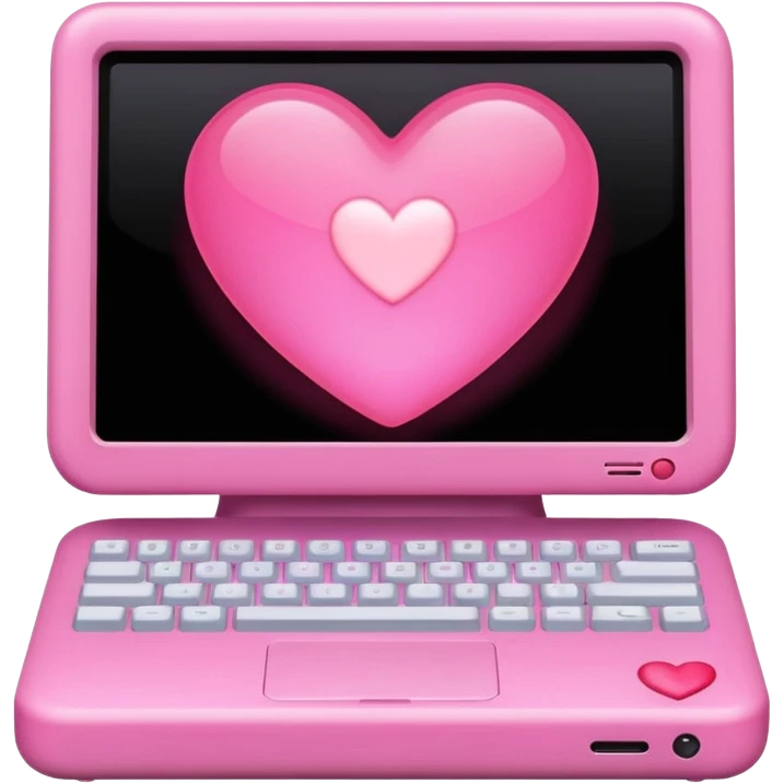 Pink computer with a little heart in the middle emoji