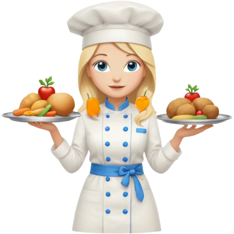 Full body 
Sexy Long Blonde hair blue eyed female chef emoji