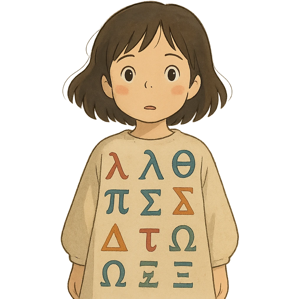 abstract representation of eleven using Greek alphabet motifs, ghibli style emoji