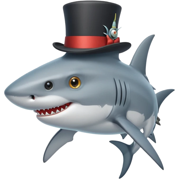 Shark with a top hat emoji