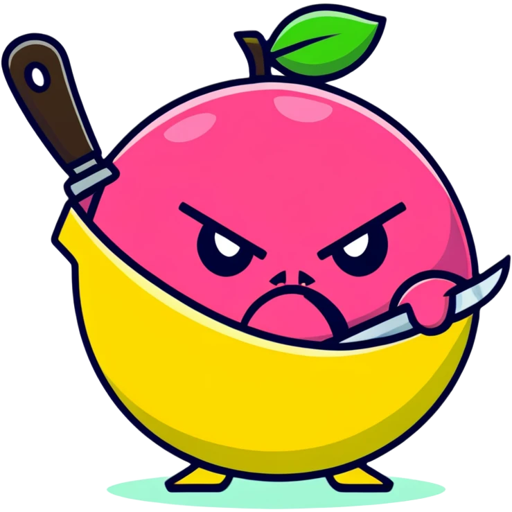 pink angry lemon with a knife emoji