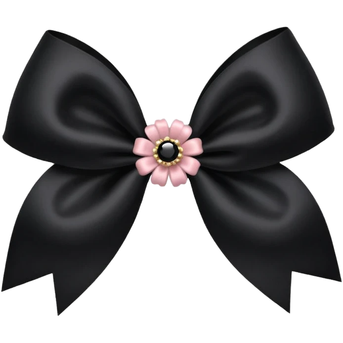 black flower bow with glitter emoji