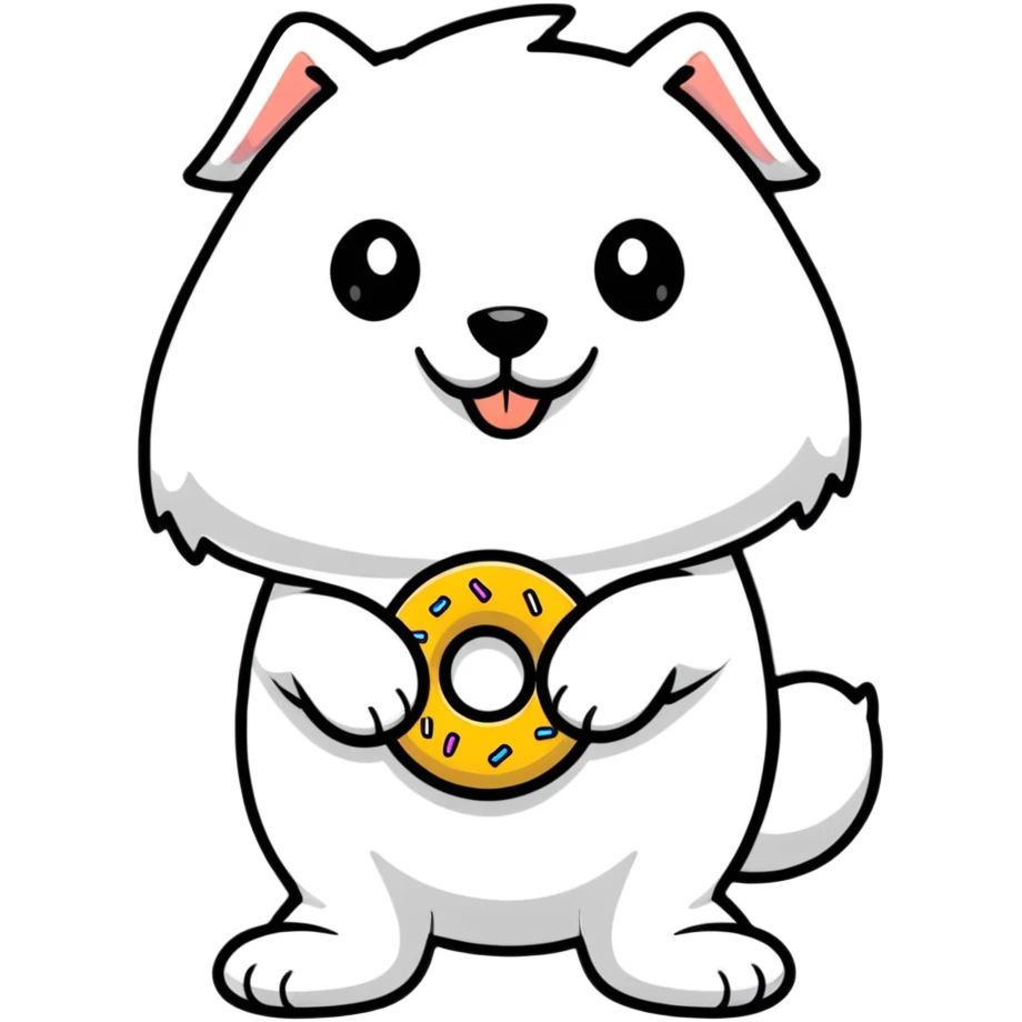 dog holding a donut emoji