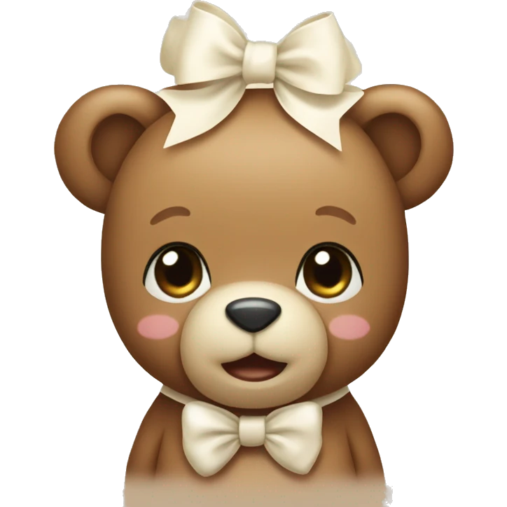 Cute teddy bear with a cream bow emoji