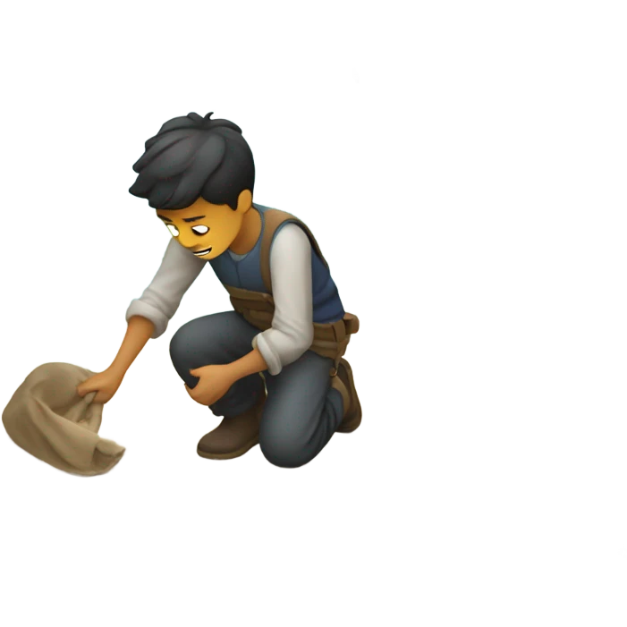 boy polishing the bottom of a boat emoji