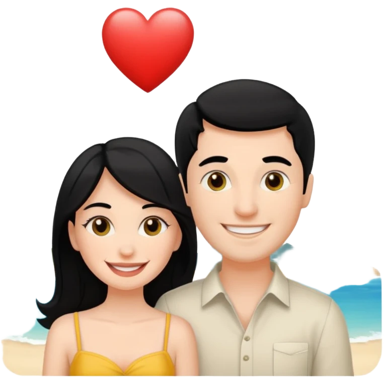 A white woman and man on their honeymoon (black hair) emoji