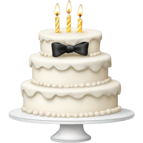 White Happy birthday cake with black bows emoji