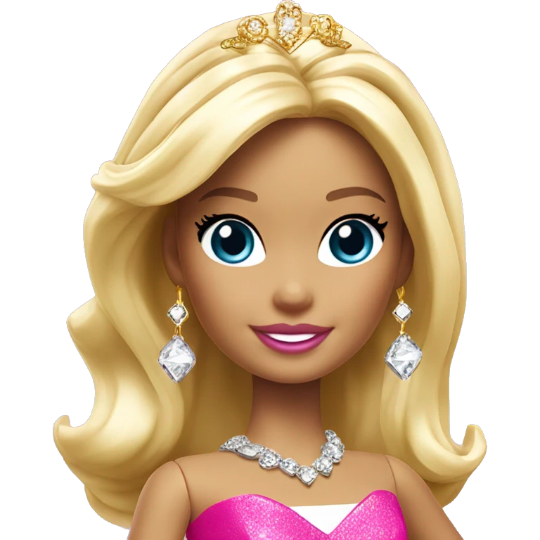 barbie princess charm school, hot pink diamond, gold tiara, white blonde emoji