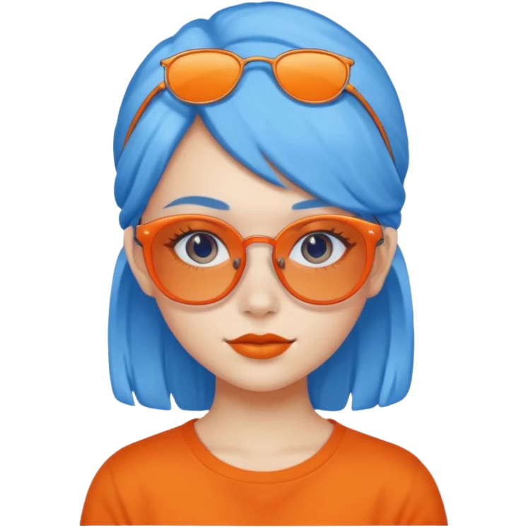blue skinned orange glassed child girl emoji