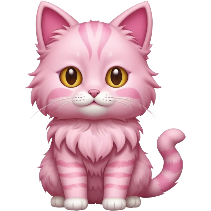 cute pink cat, full body. diferent body shape. emoji