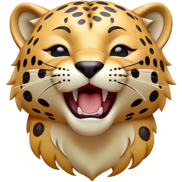 Cinematic Cute Yawning Jaguar Portrait Emoji, Head tilted slightly with a dramatic, wide-open yawn, showcasing a lithe, graceful build with distinctive rosette patterns and sleepy, half-closed eyes, Simplified yet irresistibly adorable features, highly detailed, glowing with a soft, cozy wild glow, high shine, relaxed yet expressive, stylized with a dash of whimsical feline charm, soft glowing outline, capturing the essence of a drowsy yet affectionate guardian that appears ready to stretch out for a nap! emoji