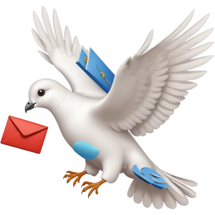 a dove flies with a letter in its paws emoji