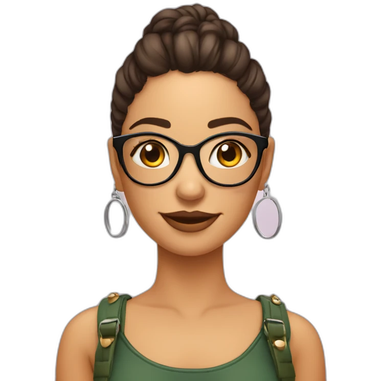 Garota loiro natural com óculos e piercing na orelha emoji