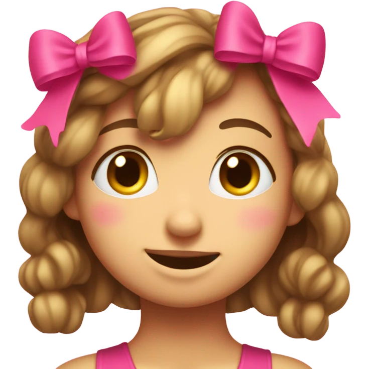 blushing emoji face with a pink bow emoji