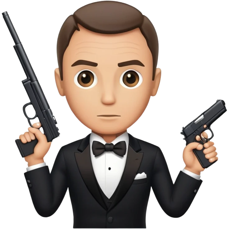 James Bond in tuxedo with gun, secret agent emoji