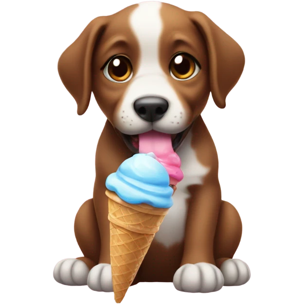 Puppy with ice cream emoji