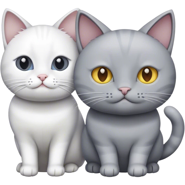 A grey cat and a white cat emoji