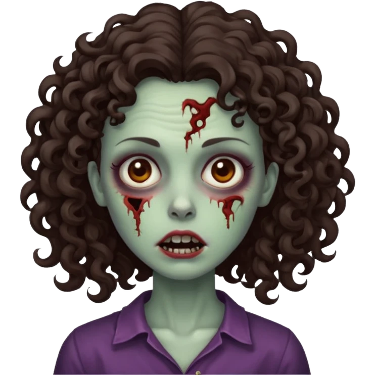 zombie woman with curly, slightly voluminous dark brown hair  emoji