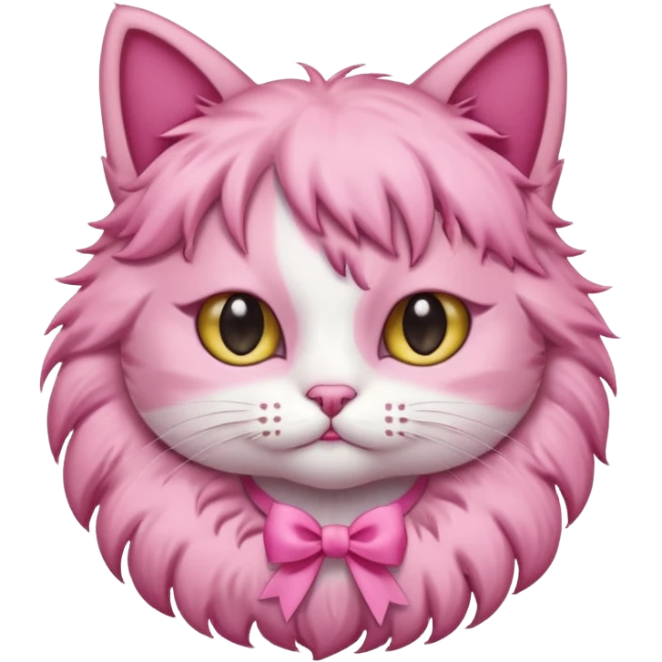 cute pink cat with a ribbon as necklace emoji