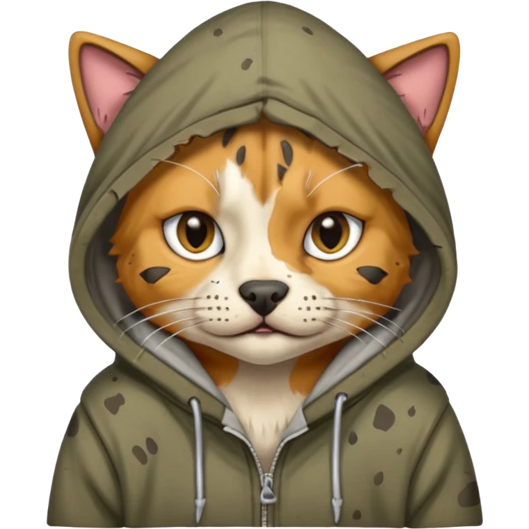 homeless dog cat with torn hoodie


 emoji