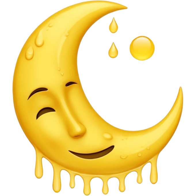 Melting waning crescent moon without any face and should in yellow colour emoji