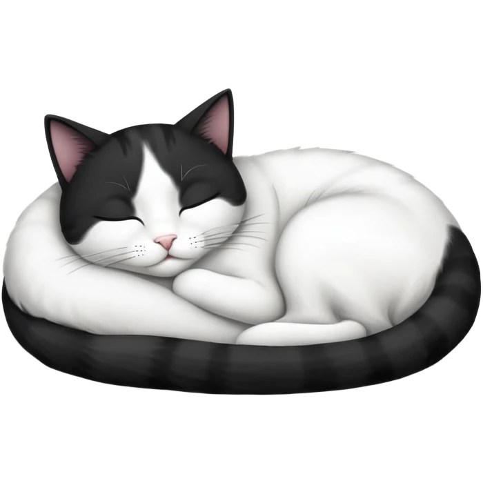 Black and white Devon cat sleeping emoji