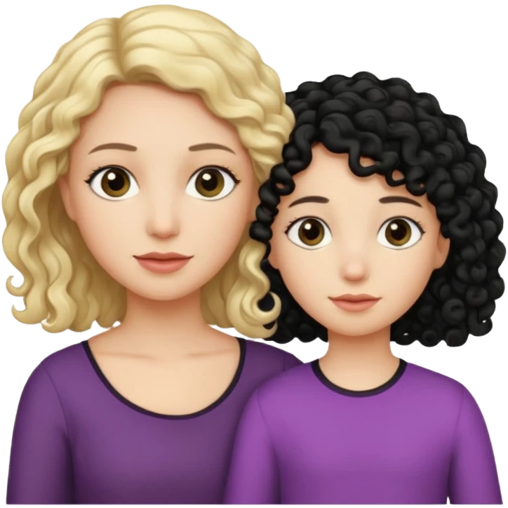 no make the mother have straight blond hair and daughter black culry haikr emoji