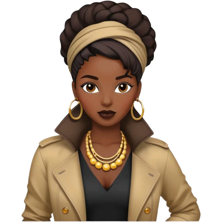 Stylish African woman with trendy clothes, fashionable hairstyle, and modern accessories emoji