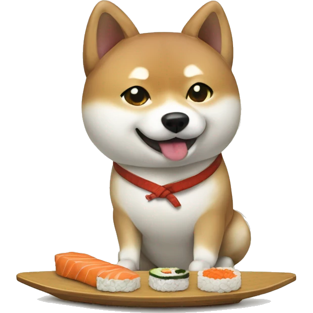 Shiba Inu dog eating sushi  emoji
