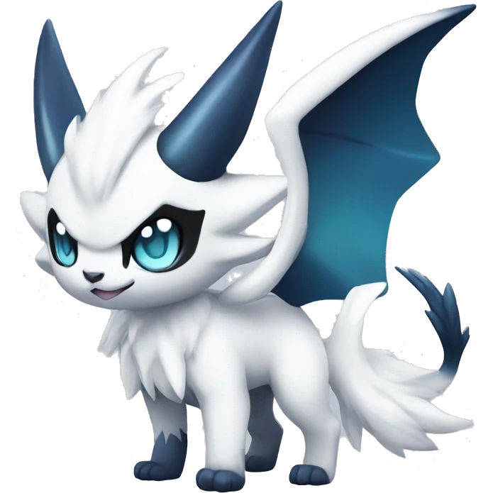 Edgy Cool Kawaii Chibi Baby Absol-Silvally-Vaporeon-Absol-Pokémon Full Body emoji