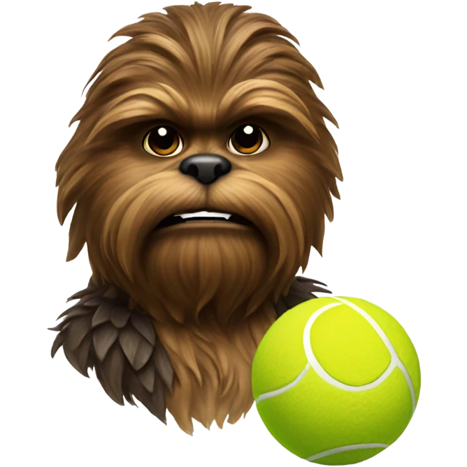 Chewie with a tennis ball emoji