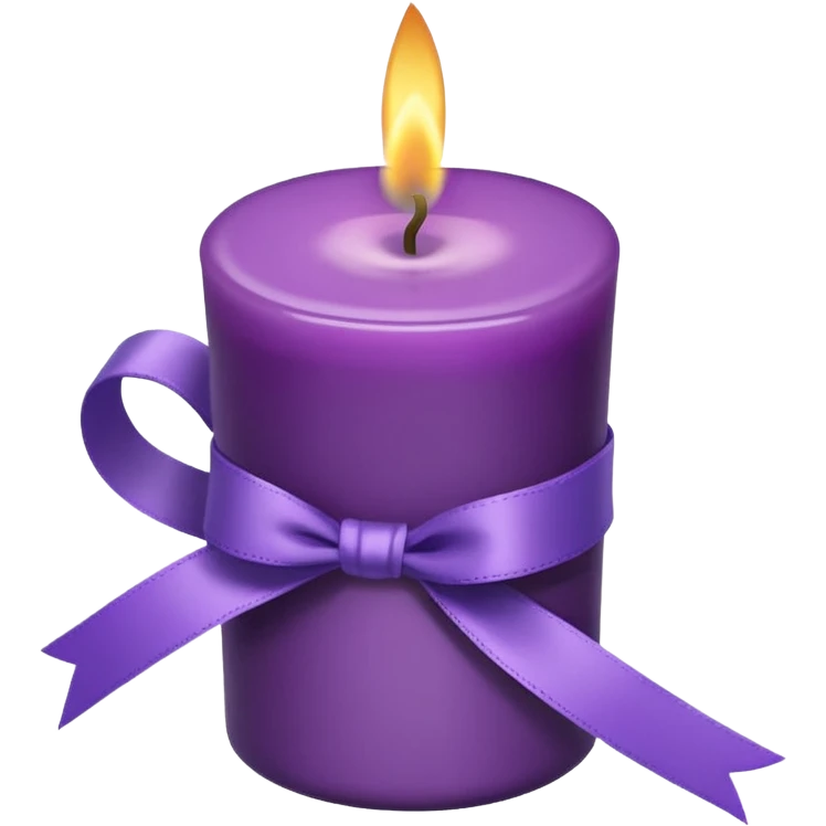 A cup of purple candle with purple ribbon wrapped around the cup. emoji