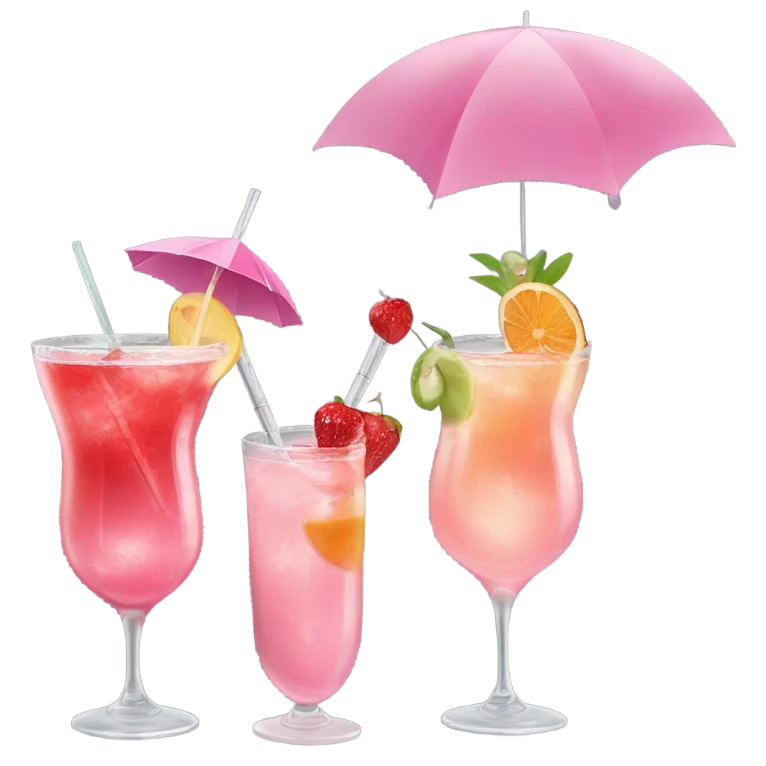 Three pink cocktails emoji