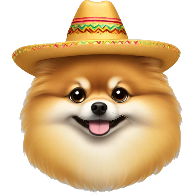 Pomeranian wearing a sombrero emoji