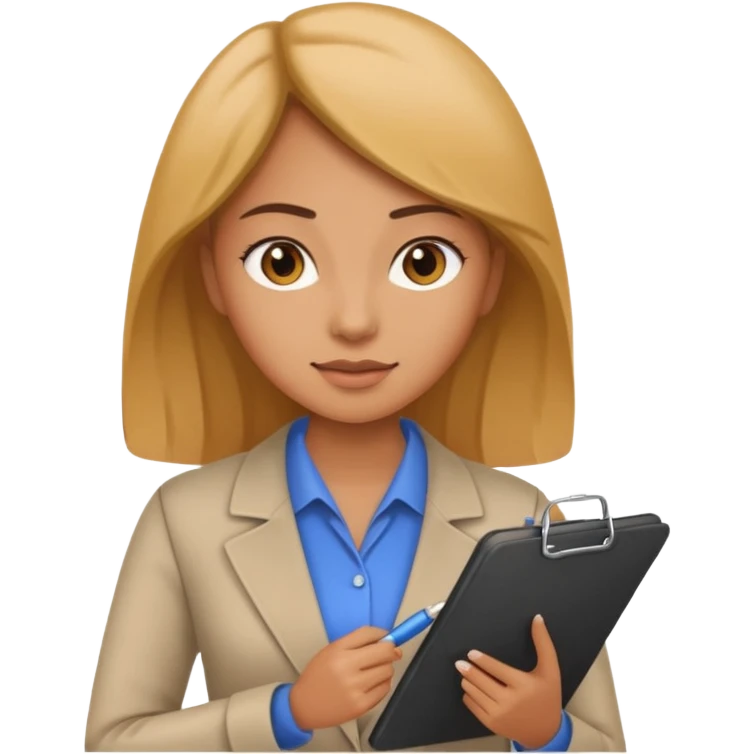 women with clipboard checking page emoji