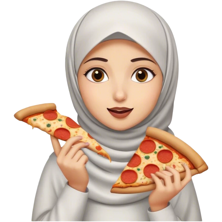 Muslim girl with hijab eating pizza emoji