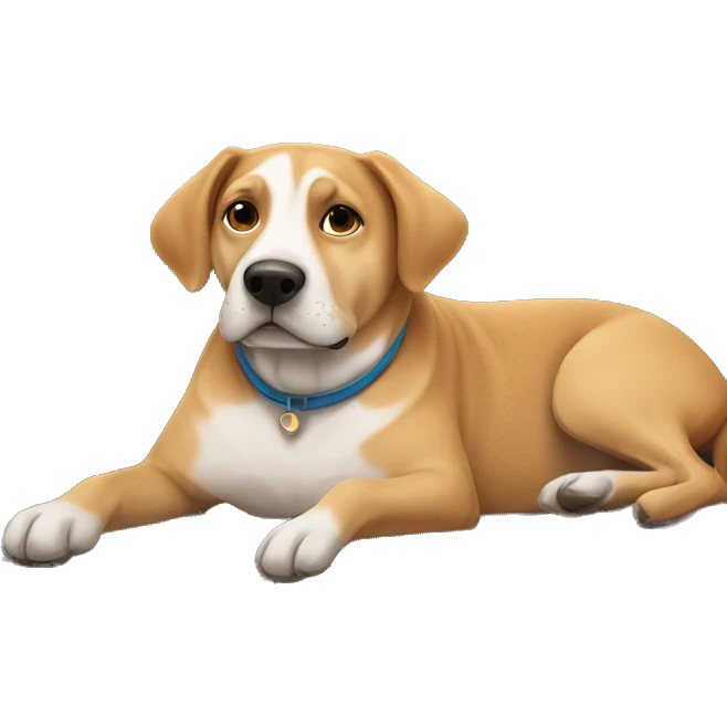 dog relaxing on couch indoors emoji