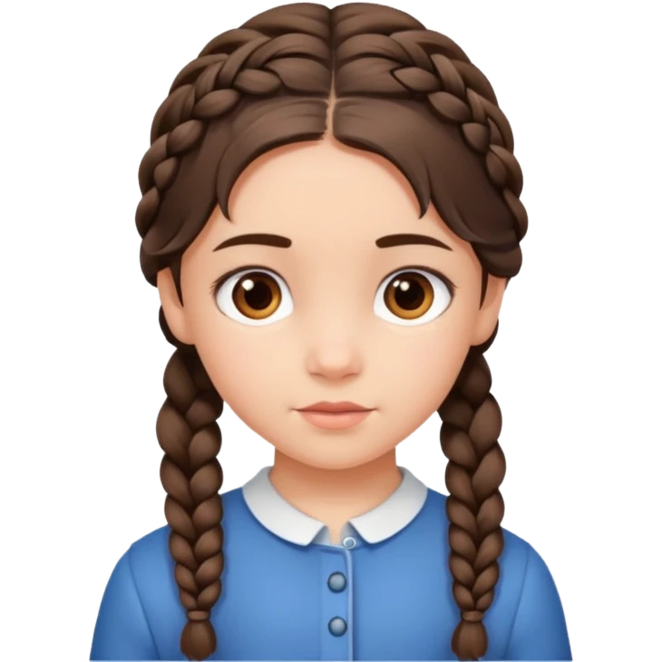 brunet kid girl young with braid emoji