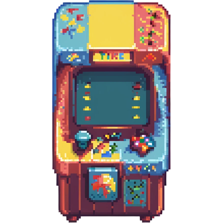 retro arcade machine, vibrant colors, pixel art style emoji