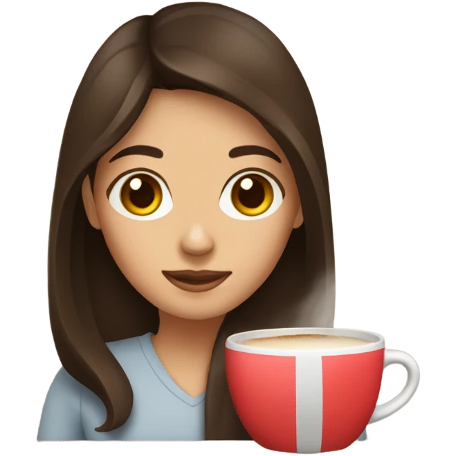 brunette girl with cup of coffee  emoji