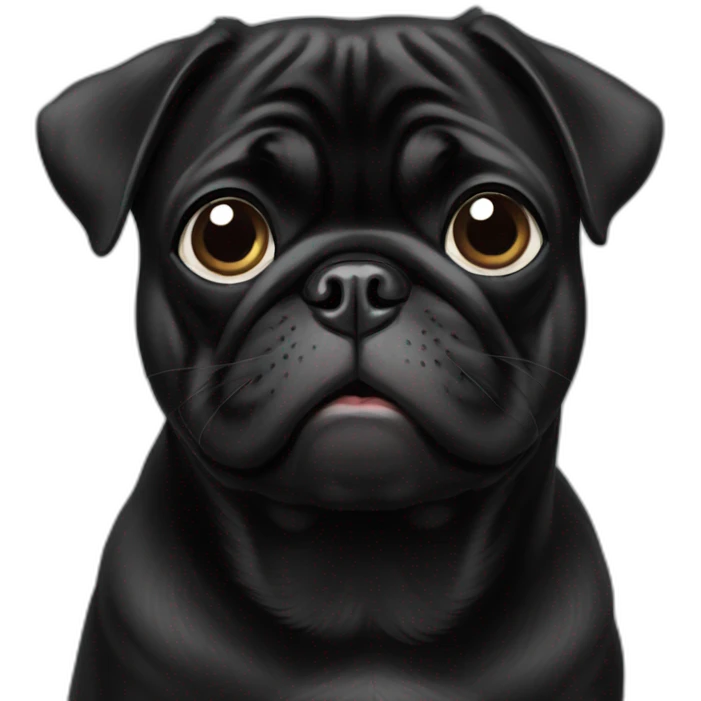 black pug blowing a kiss emoji