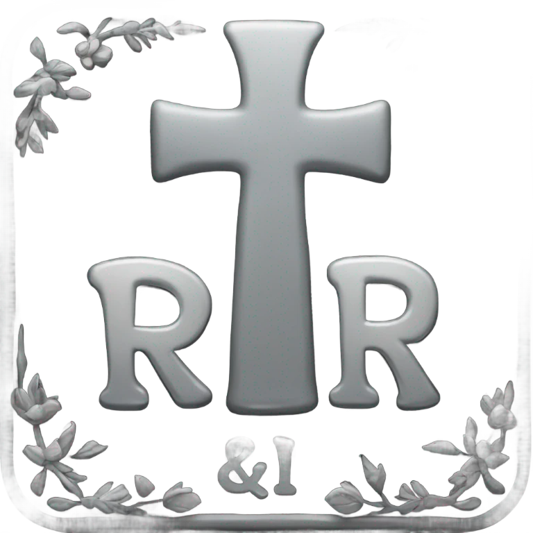 a black grave with the inscription R i P in silver emoji