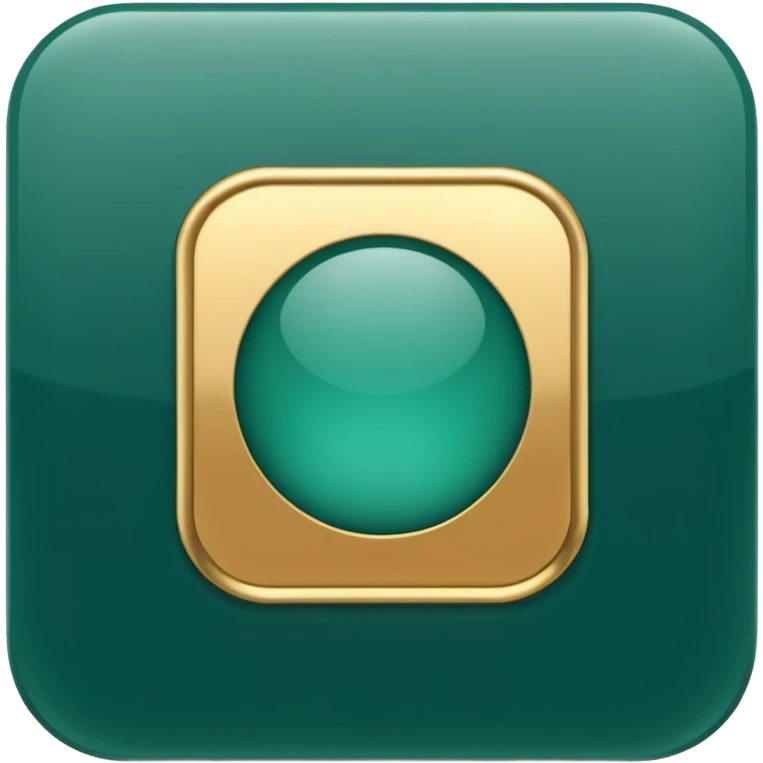 Blank dark Jade and gold style rounded square icon button emoji