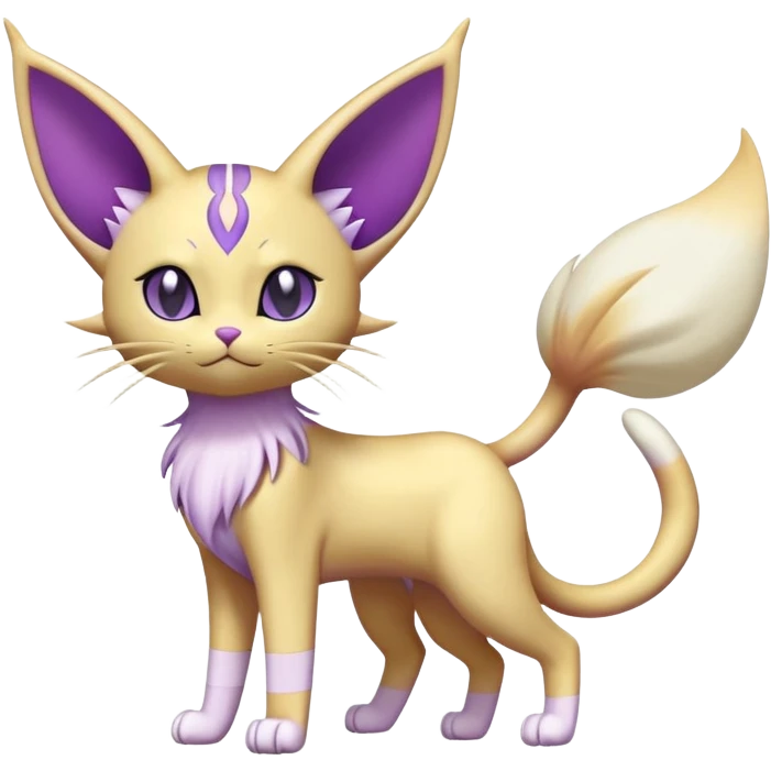 Shiny Espeon-Meowth-Skitty-Fakémon-hybrid-creature (full body)  emoji