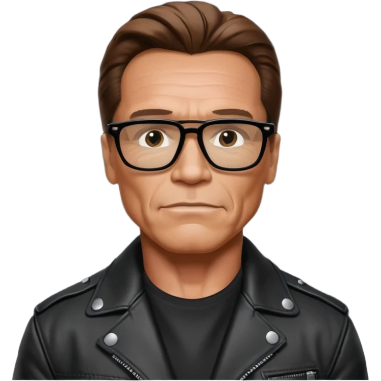 terminator shwartzneger only top in black galssess and his black jacket emoji