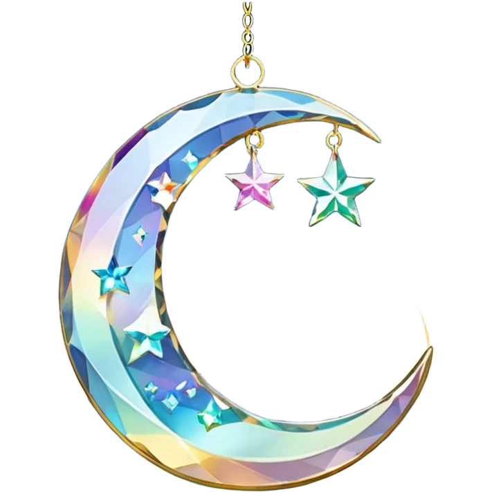 Hanging crystal crescent moon car mirror suncatcher hanger emoji