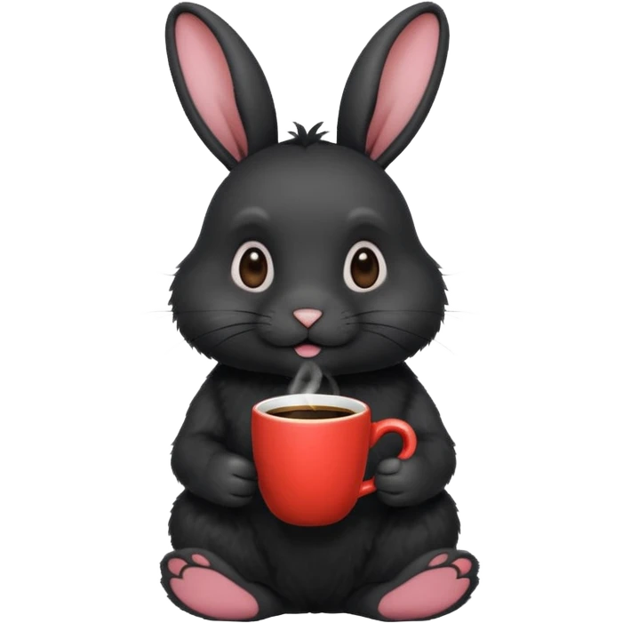 black rabbit with coffee emoji