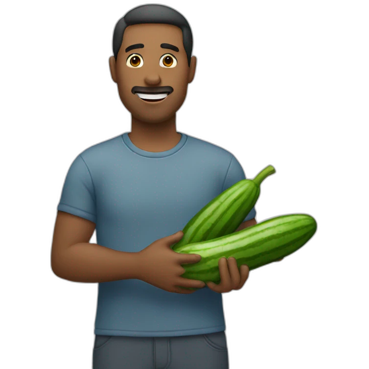 Man holding cocumber emoji