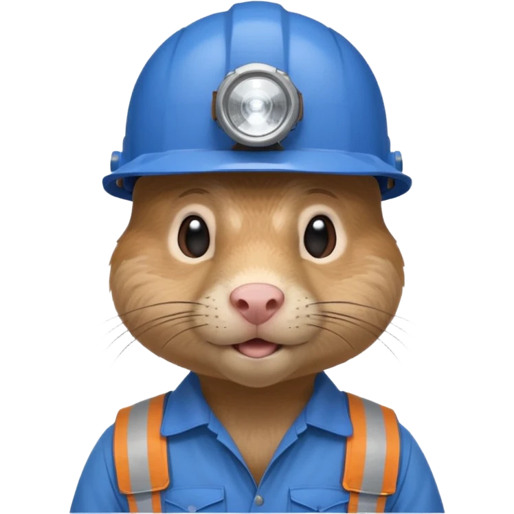 a mole rat, blue helmet, headlamp, worker cloth emoji