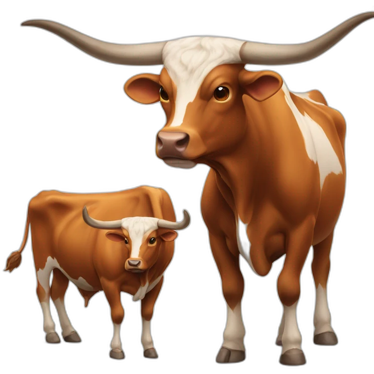 bull, Texas Longhorn, ridiculously long horns, full body, not skinny emoji